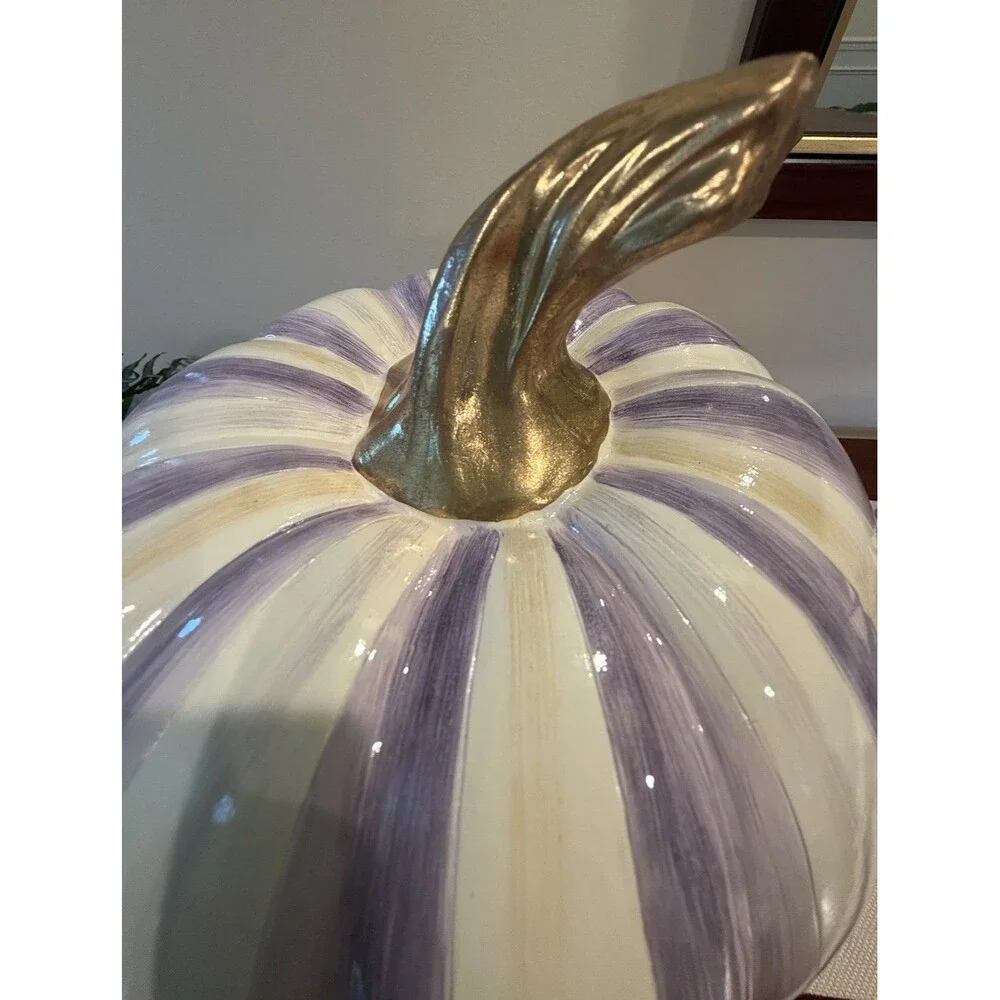 MacKenzie-Childs Violet Stripe Medium Pumpkin NEW IN BOX
